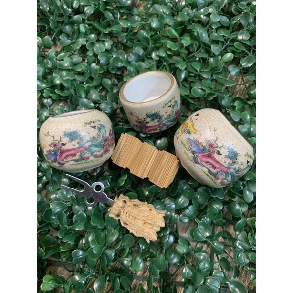 Cóng Mào men rạn cổ miệng vàng Tặng xiên tre