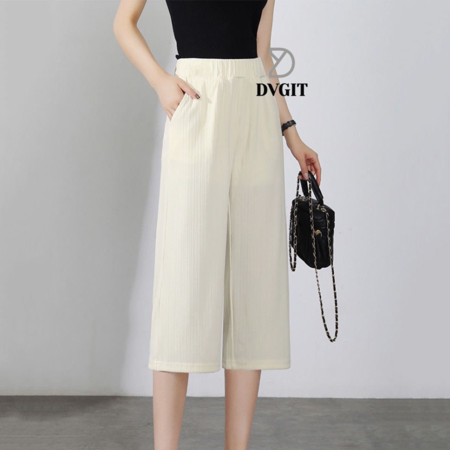 Quần Ống Rộng Nữ DVGIT Dáng Lửng Chất Liệu Thun Tăm Màu Be Mát Mịn Phù Hợp Đi Chơi Dạo Phồ Thời Trang Hàn Quốc | BigBuy360 - bigbuy360.vn