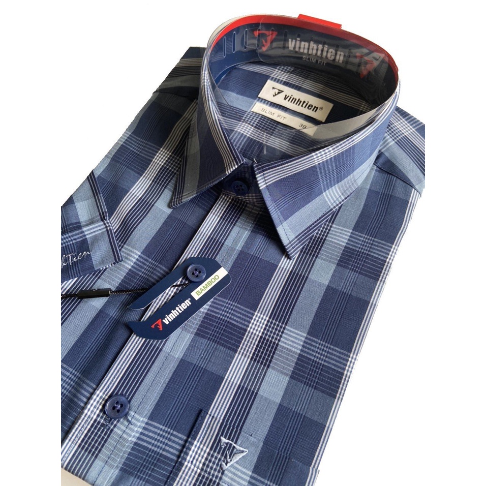 Áo Sơ Mi Tay Ngắn Bamboo Dáng SlimFit Vĩnh Tiến G884
