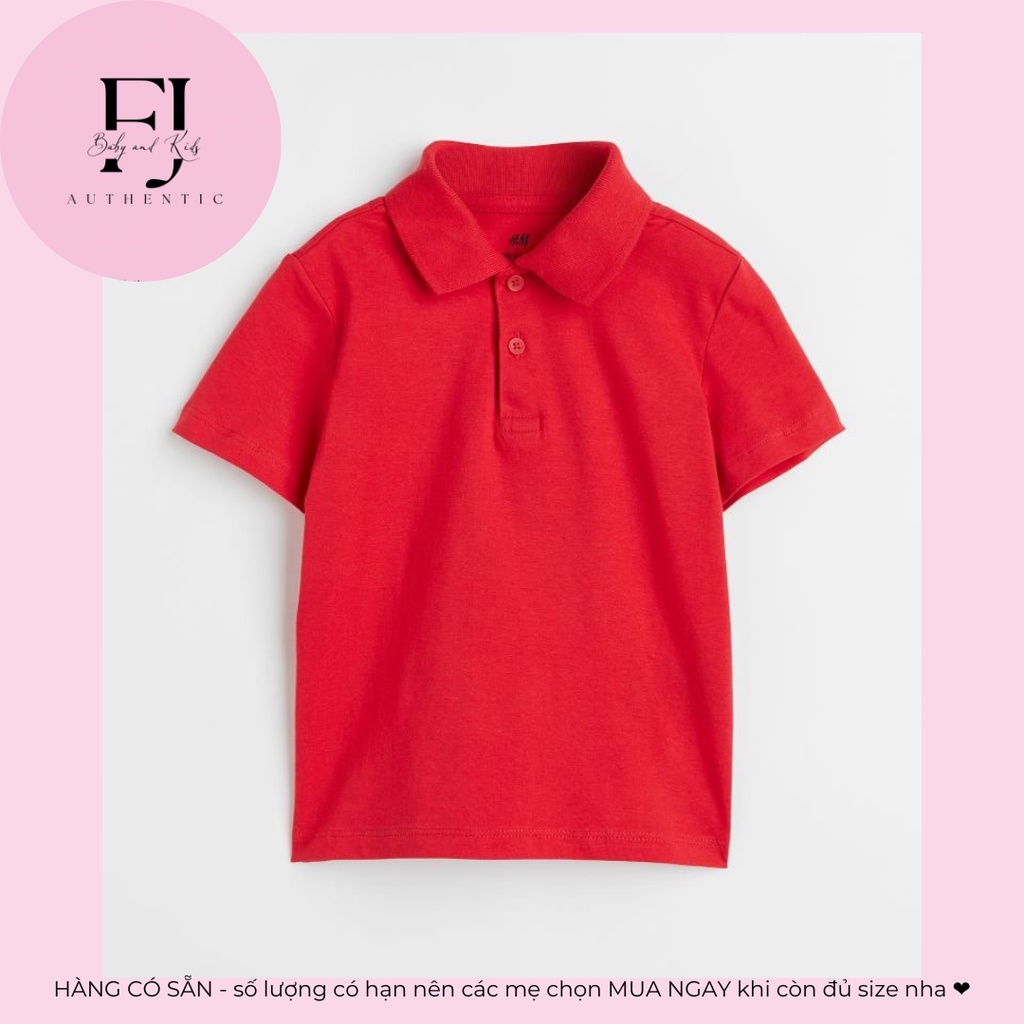 Áo polo bé trai chính hãng HM, áo polo đỏ cho bé 2-8 tuổi Auth