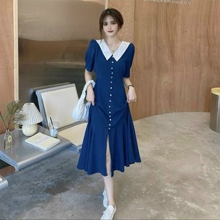 Đầm váy freesize đuôi cá nút ngọc 2 màu