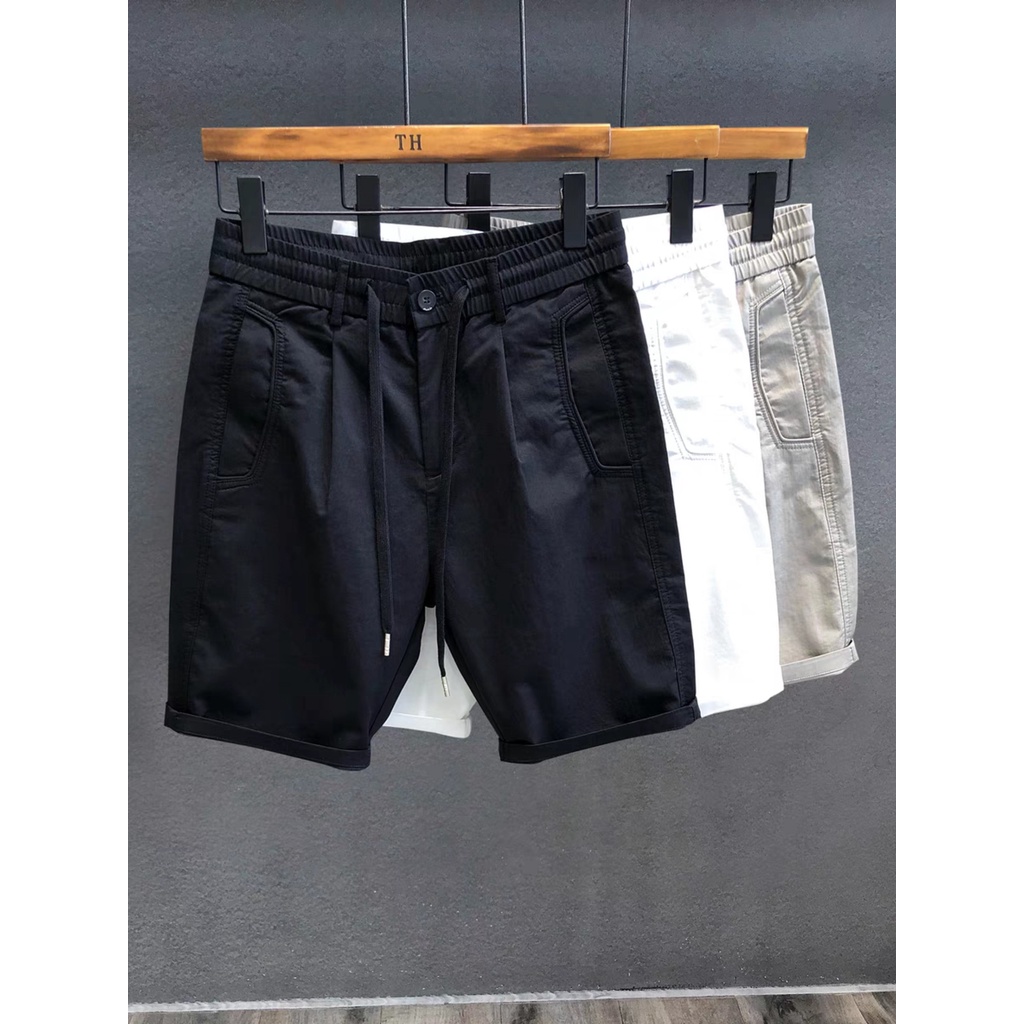 Quần short Nam chất Kaki mềm mịn Unisex không nhăn, không xù, có dây rút tiện lợi phong cách Hàn Quốc Ulzzang