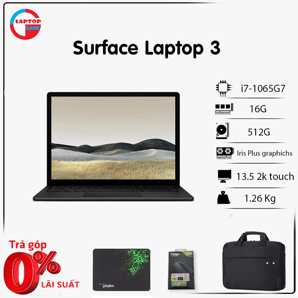 Microsoft Surface Laptop 3 Core i7-1065G7/ RAM 16GB/ SSD 256GB Màn 13.5 in 2k Cảm Ứng (Refurbised)