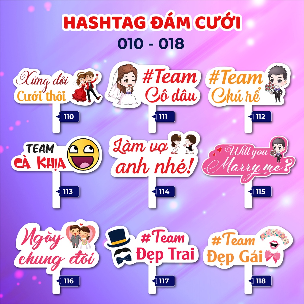 Bảng hashtag cầm tay chụp hình đám cưới