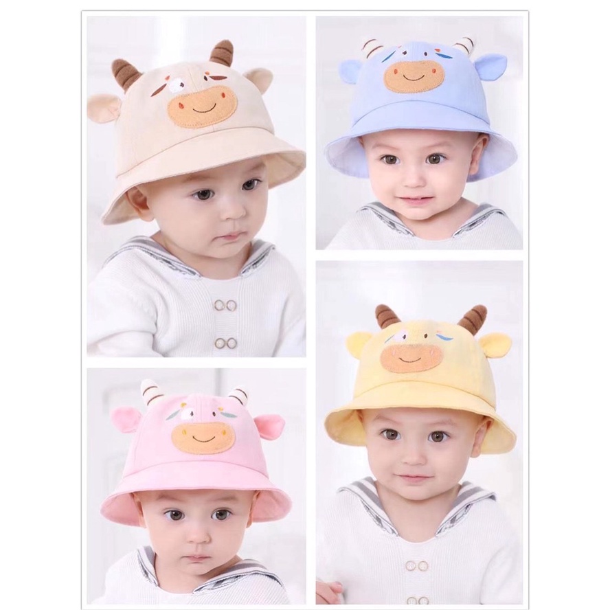 Mũ vành tròn chống nắng hình Con Bò đáng yêu cho bé từ 8 tháng đến 2 tuổi