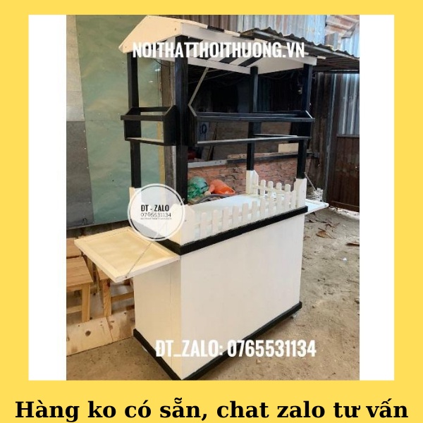 Xe Bán Trà Sữa Vỉa Hè Màu Trắng