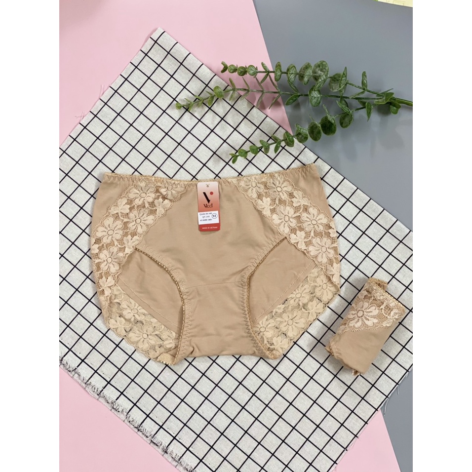 Combo quần lót nữ cạp cao chất cotton Nhật Vicci 103  viền ren sợi tự nhiên cao cấp, mềm mịn, dai, kháng khuẩn