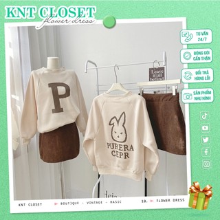Set Áo Nỉ Mix Chân Váy Nhung Nâu Siêu Đáng Yêu