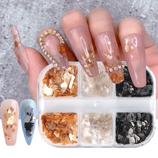Set nhũ vảy cá kim sa 6 màu trang trí móng tay