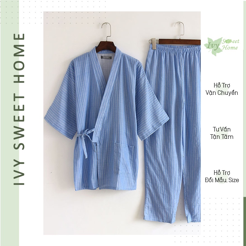 Bộ đồ Kimono nam mặc nhà yukata chụp ảnh phong cách Nhật ◣IVY242◢