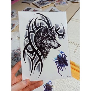 Hình xăm dán đầu sói 15x21cm