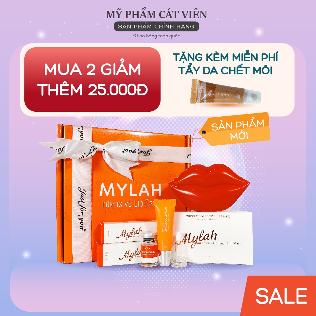 Bộ sản phẩm chăm sóc môi chuyên nghiệp Mylah Lip Care, dưỡng môi hồng hào, giảm thâm sạm, khô nẻ