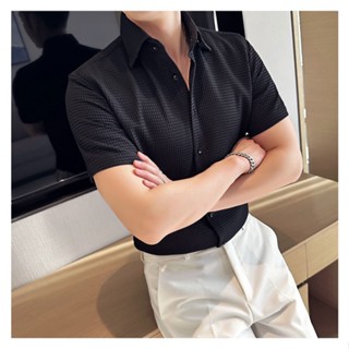 Áo sơ mi Hàn Quốc Cao Cấp Vải Gân Sọc Nổi Sang Trọng Mới Lạ Quần Áo Nam Áo Sơ Mi Nam Công Sở Dự Tiệc Du Lịch Giải Trí 77