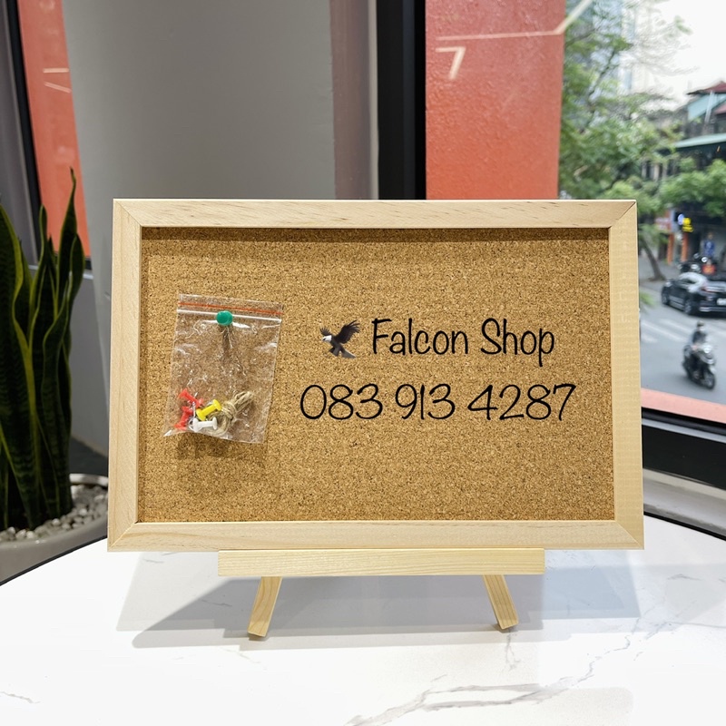 Bảng ghim gỗ bần, treo ảnh, giấy nhớ, postcard trang trí