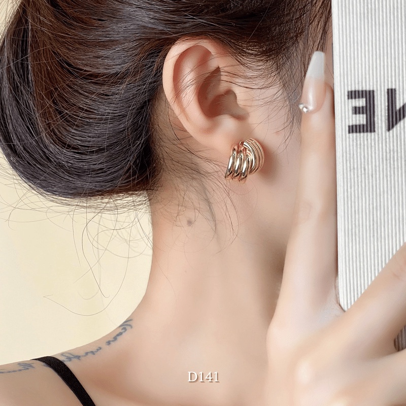 Bông tai tròn dạng xoắn cá tính kiểu dáng retro thanh lịch - Mely 1442