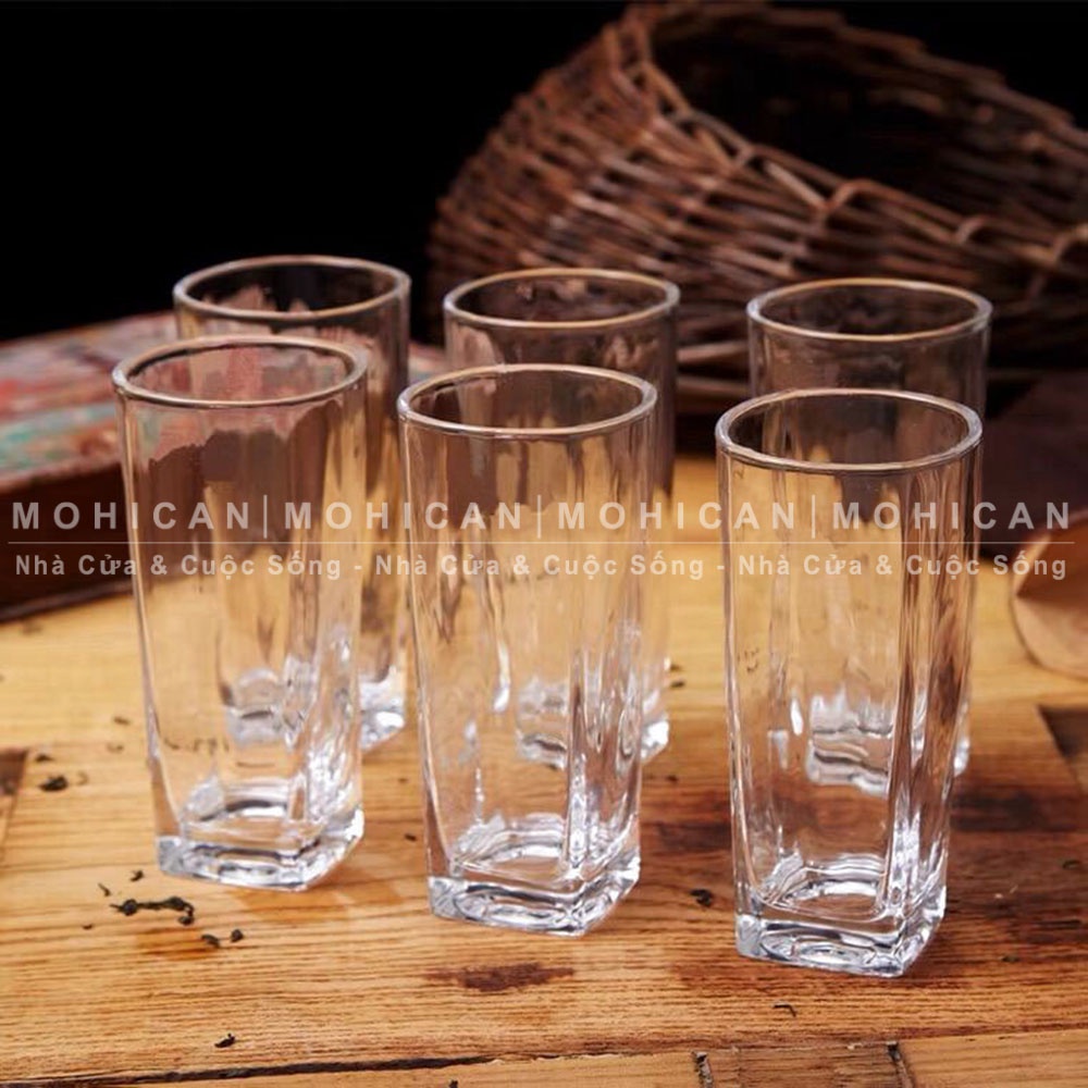Ly thủy tinh cao đáy vuông 310ml, cốc thủy tinh pha cà phê, nước ép, ly ăn chè Union nhập khẩu Thái Lan UNIG-363