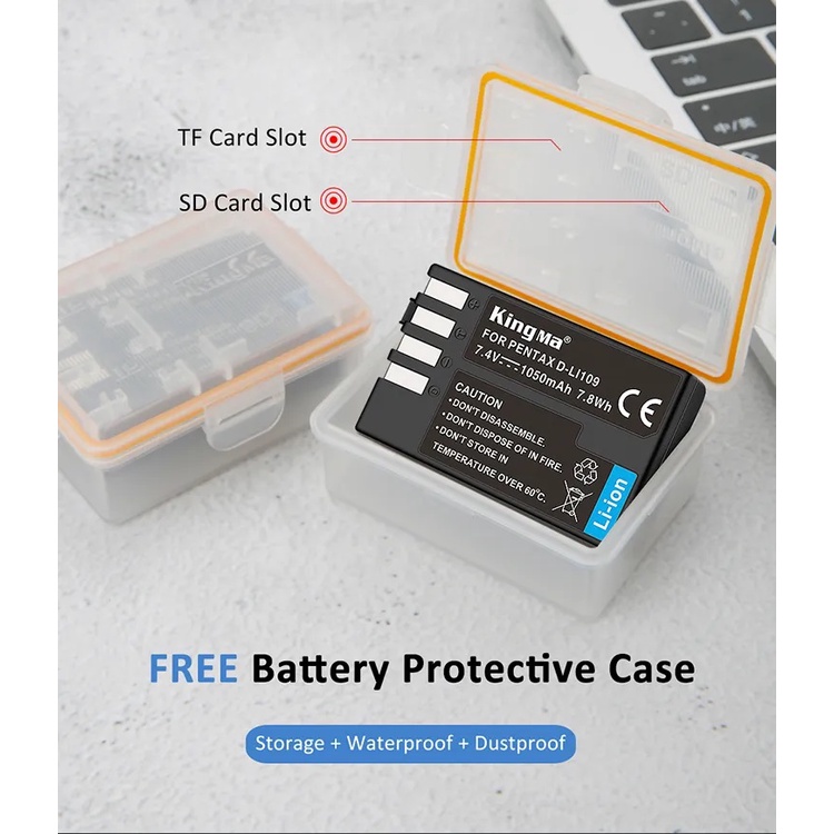 Pentax D-Li109 BC109 | Pin và sạc máy ảnh Pentax KR KS1 KS2 K2 K30 K50 K70 K500 hãng Kingma Pentax DLi109 Li109