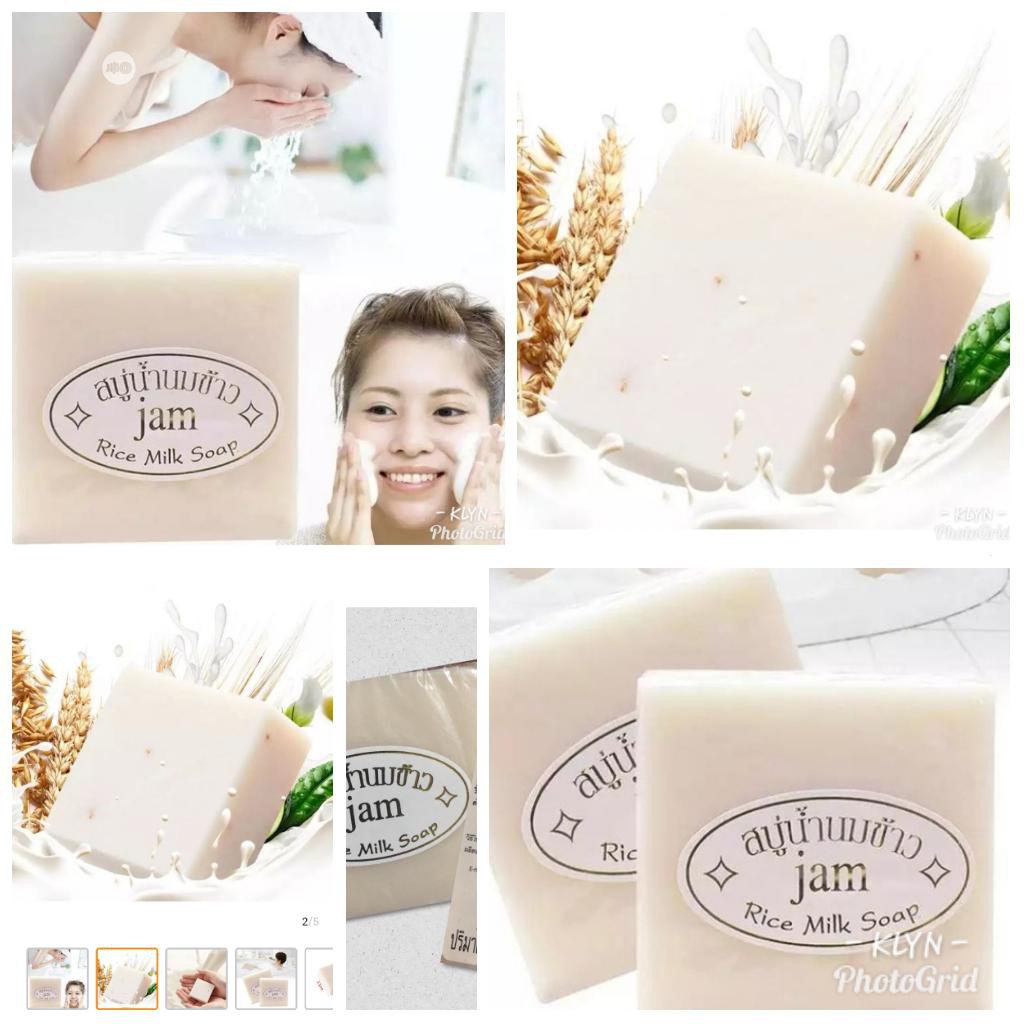 Xà Phòng Cám Gạo Và Sữa Tươi Jam Rice Milk Soap trắng da Thái Lan cho mặt và cơ thể 60g