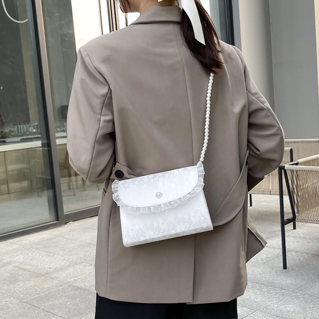 ❤ Túi xách nữ tiểu thư phong cách thanh lịch phối dây ngọc nhân tạo