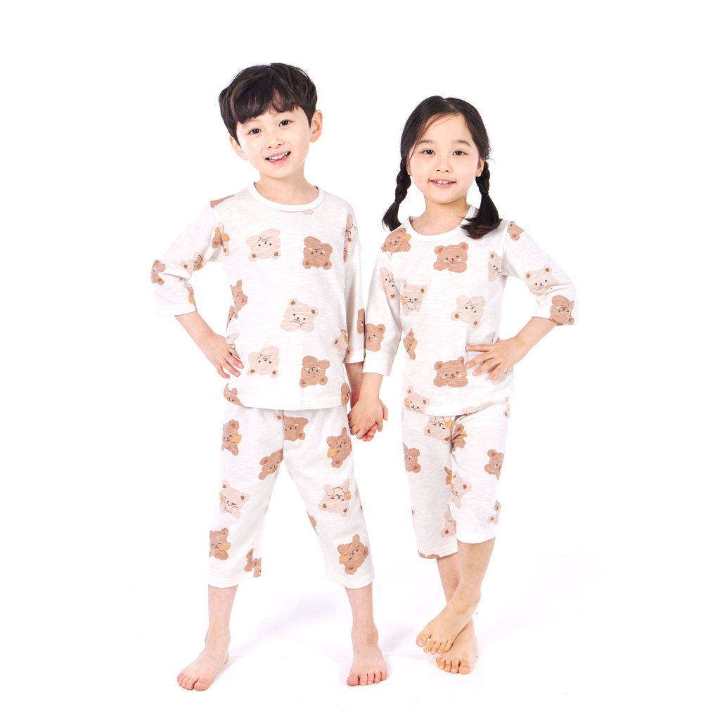 Bộ pijama lửng 100% cotton cho bé trai/bé gái Baby Bear - Olomimi Hàn Quốc