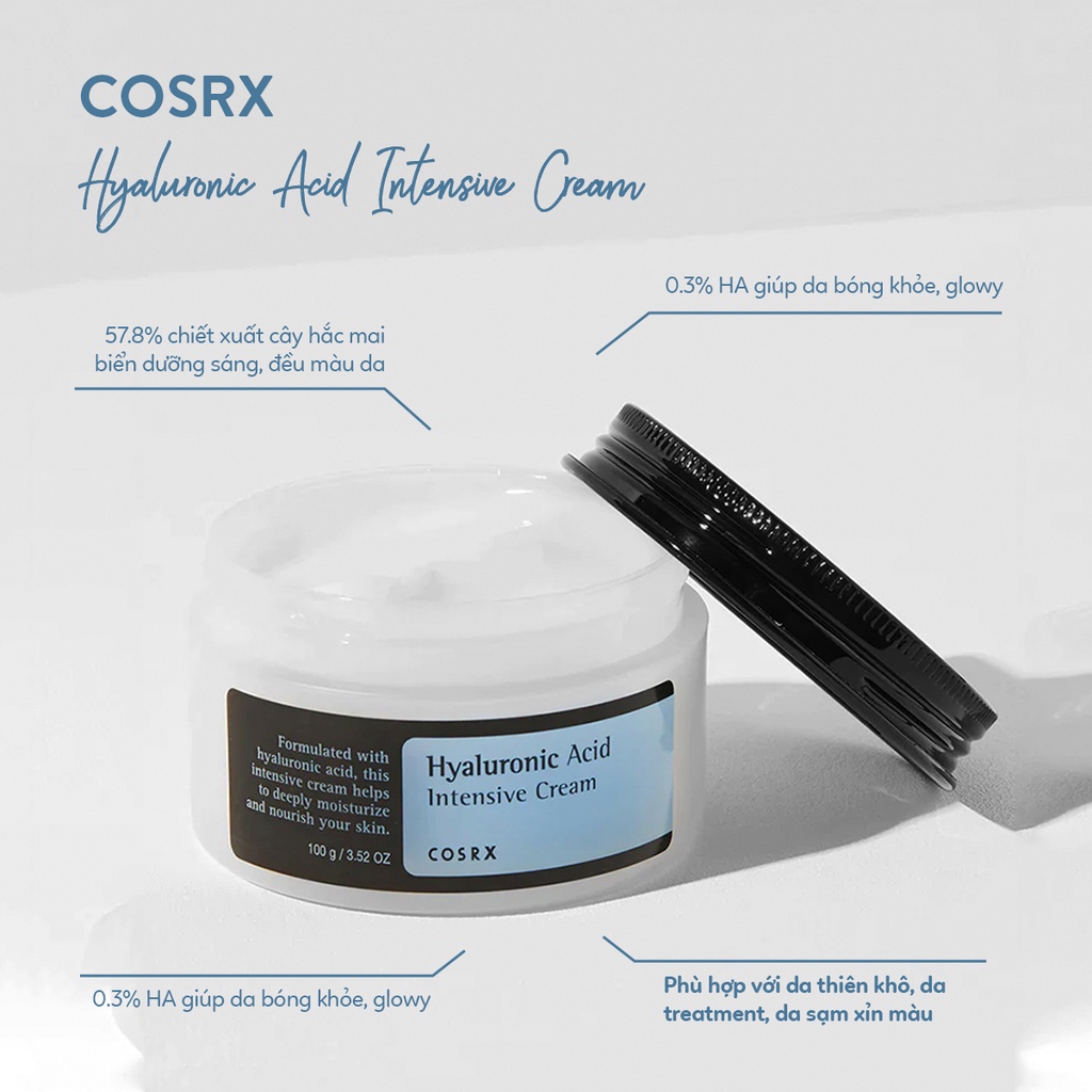 Kem Dưỡng, Làm Dịu, Dưỡng Sáng Da Cosrx Advanced Snail 92 All In One, Hyaluronic Acid Intensive Cream