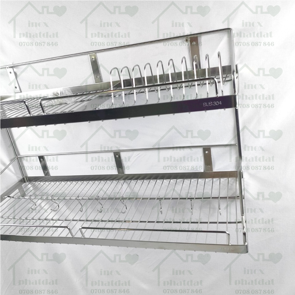 Mua Kệ chén 2 tầng treo tường Inox 304 PHÁT ĐẠT (Dài 50cm/60cm), rổ úp ...