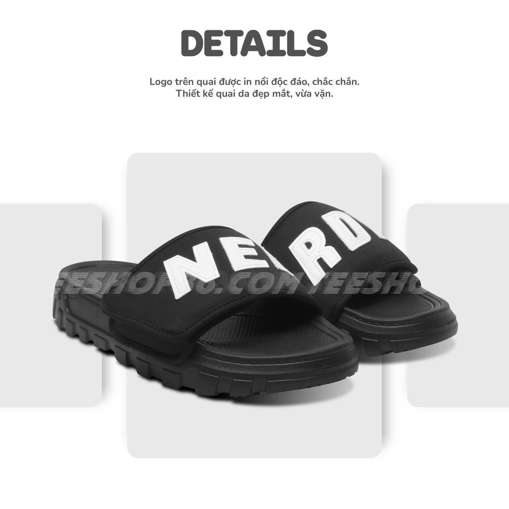 Dép Nerdy D3 Quai Xé Dán - Đen Rich Bread velco rep