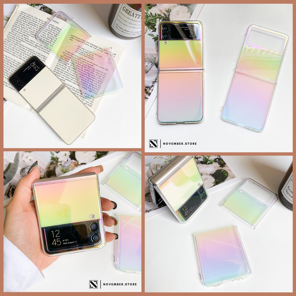 Ốp lưng cho Samsung Z Flip 4 / ZFlip4 / Z Flip4 / Z Flip 3 / ZFlip3 / Z Flip3 màu Gradient cầu vồng ánh tím