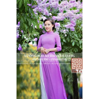 ÁO DÀI MÀU TÍM CÀ _ LỤA NHẬT _ CO GIÃN