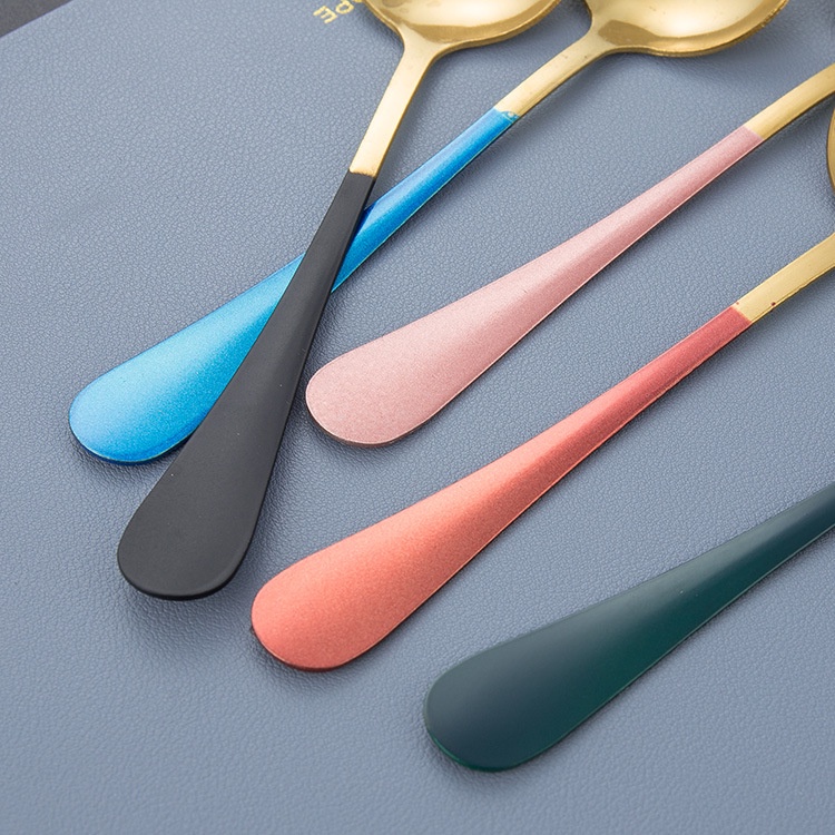 Thìa inox pha cà phê mạ vàng cao cấp sang chảnh Muỗng pha trà dễ thương cán dài