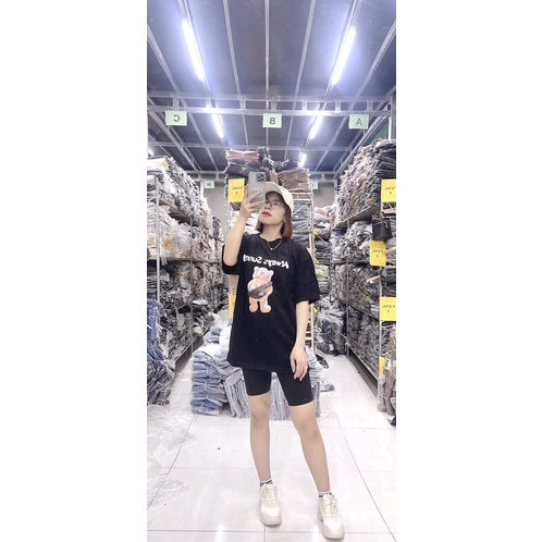 Áo phông thụng tuyết nhung gấu chữ SUNNY