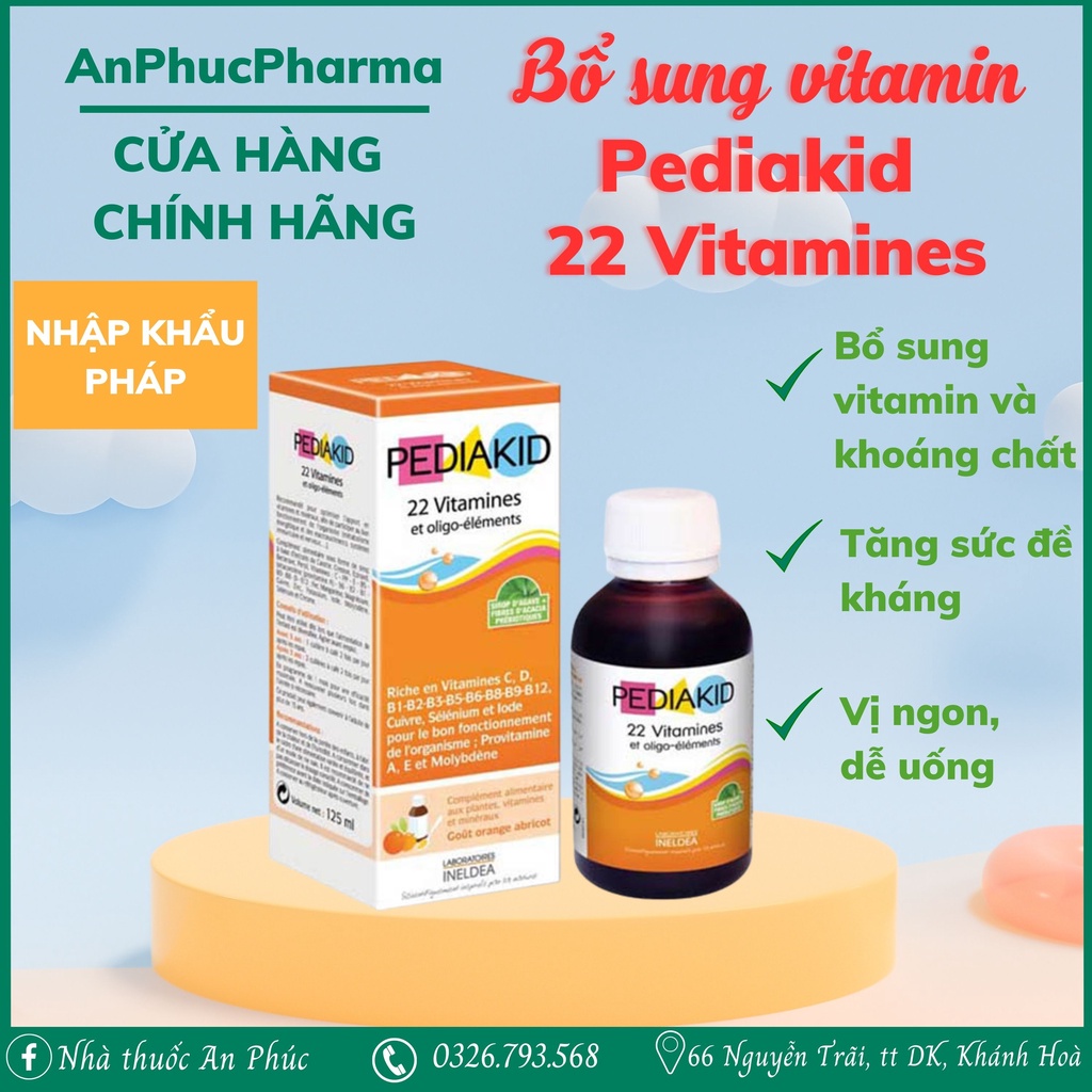Siro Pediakid 22 Vitamines Et Oligo Éléments Bổ Sung 22 Vitamin Và Khoáng Chất Cho Trẻ Nhập Khẩu Từ Pháp Chai 125ml