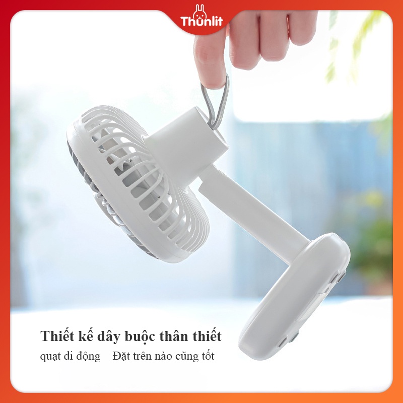 Quạt bàn USB THUNLIT có thể sạc lại 1200mah 3 tốc độ gió với đèn ngủ điều chỉnh được chuyên dụng