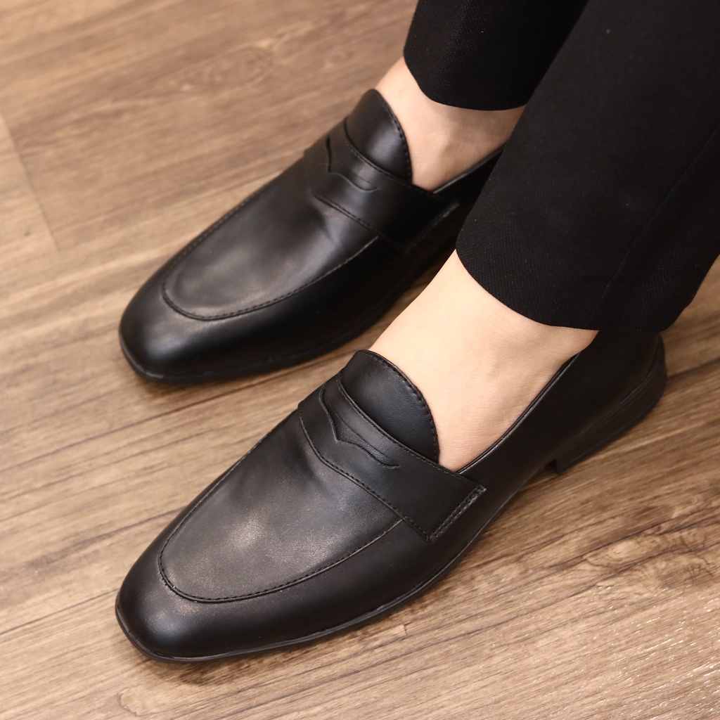 Giày Lười Nam Công Sở Da Lì Đai Khoét, Đế Cao Su Khâu Chác Chắn Bền Bỉ - Mã V3