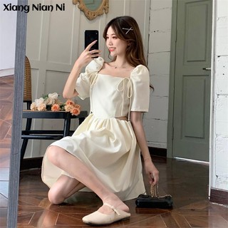 Xiang Nian Ni Đầm không tay phồng cổ vuông phong cách Pháp thời trang mùa hè dành cho nữ