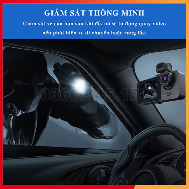 Camera Hành Trình Ô Tô A5 FullHD 1080P 03 Camera Kép Trước Sau Và Trong Xe - Nhiều Tính Năng Thông Minh
