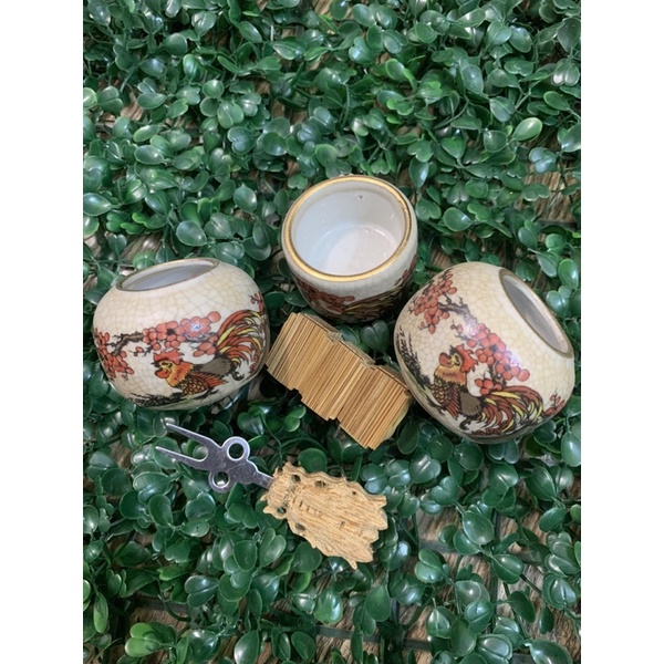 Cóng Mào men rạn cổ miệng vàng Tặng xiên tre