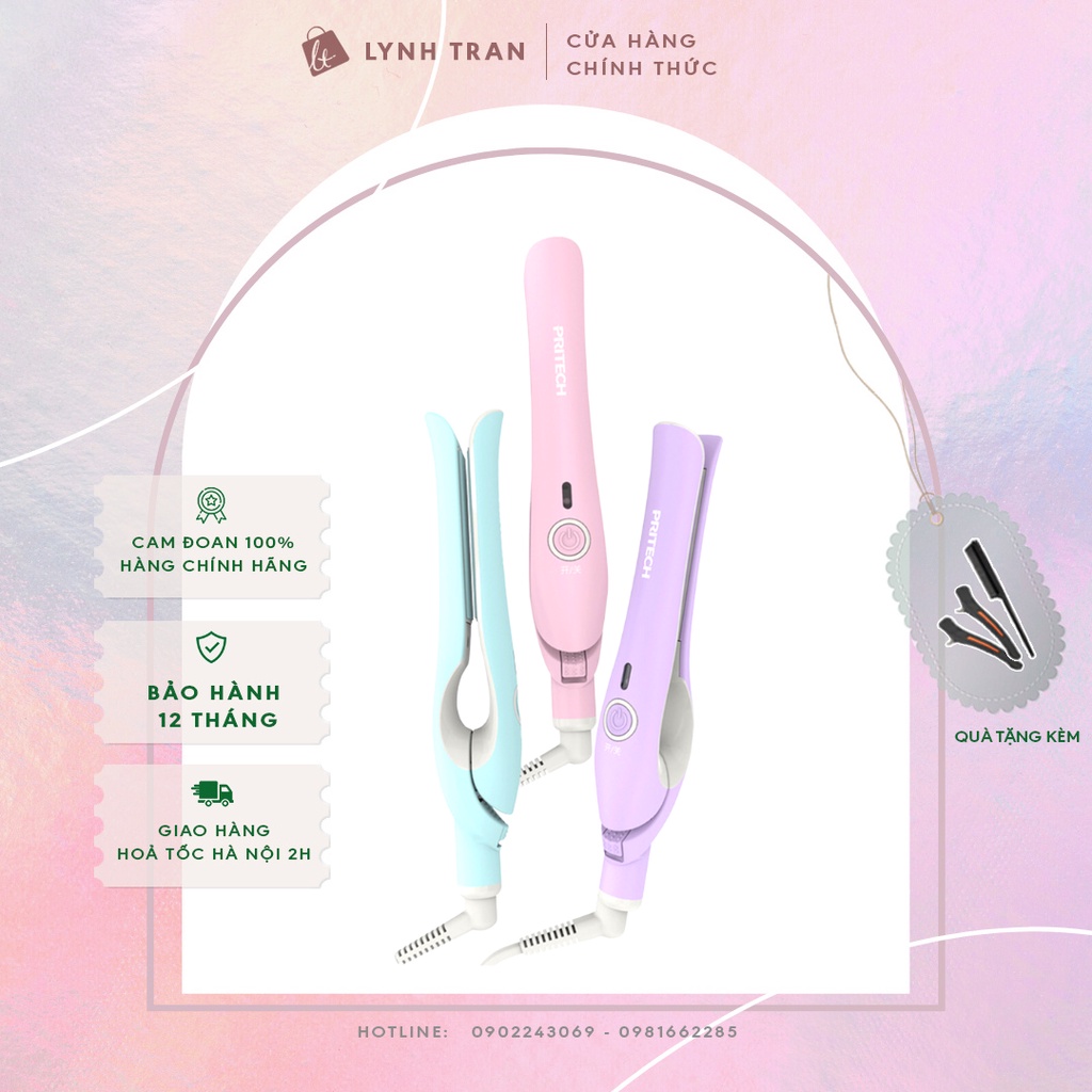 Máy là thẳng uốn cụp xoăn mini Pritech