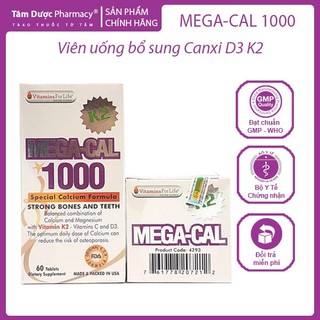 MEGA-CAL K2 1000mg Viên uống bổ sung canxi - Nhập khẩu chính hãng Mỹ