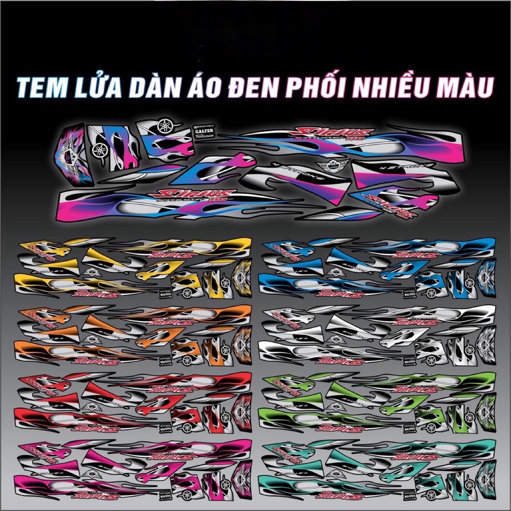 Tem sirius lửa dàn áo đen nhiều màu lựa chọn