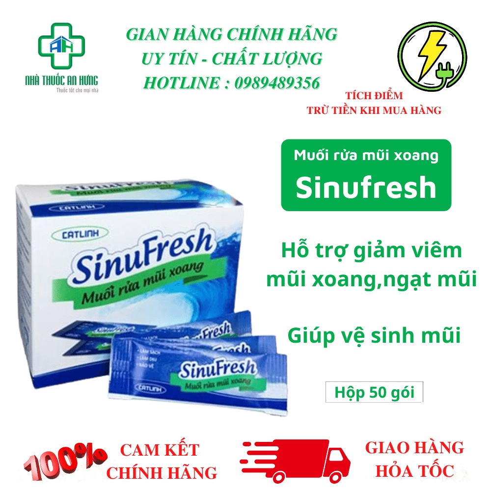 Muối Rửa Mũi Sinufresh Của Cát Linh - Vệ Sinh Mũi, Giảm Ngạt Mũi_Hộp 50 Gói