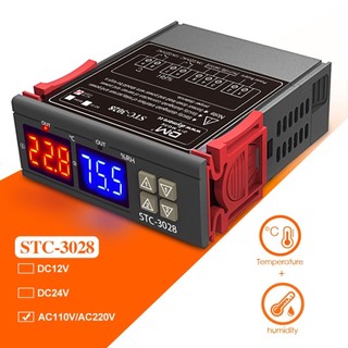 Bộ điều khiển độ ẩm nhiệt độ kỹ thuật số kép stc-3028 ac110-220v 10a
