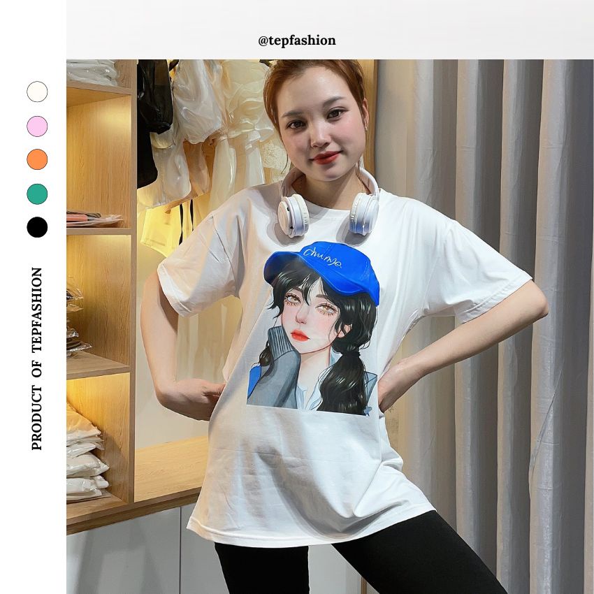 Áo Thun Cộc Tay Dáng Rộng Dấu Quần Đi Học,Đi Làm,Đi Chơi Tep Fashion