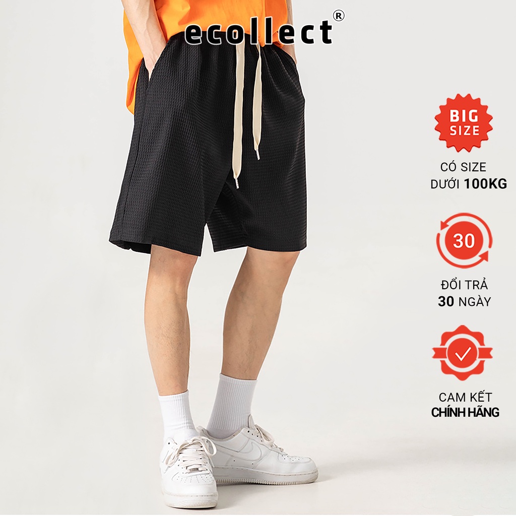 Quần thể thao nam ống rộng unisex chất vải tổ ong waffle - quần short nam nữ đi biển thun cotton xốp mát co giãn 2023