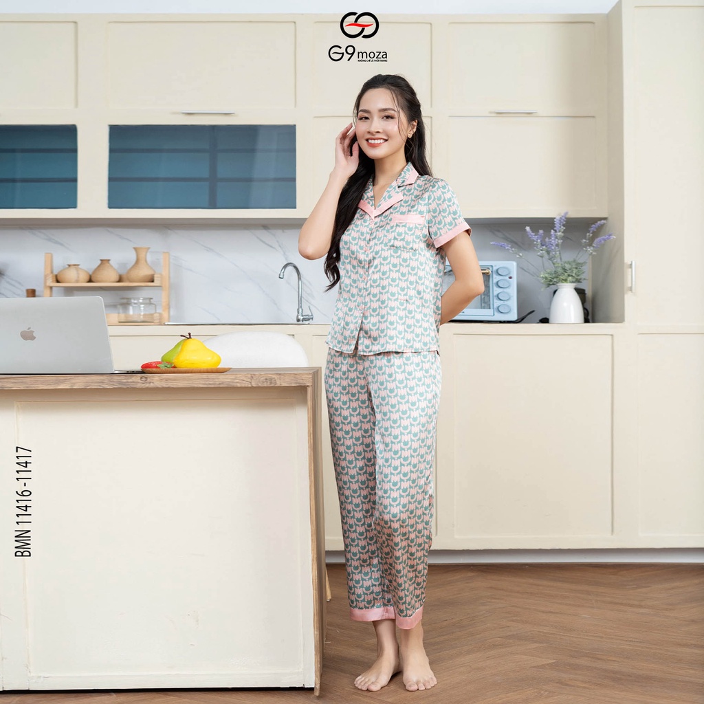 Bộ pijama lụa G9moza 11416-11417 chất mềm mịn mát