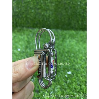 [ẢNH TỰ CHỤP]Móc khóa Xe máy, Ô tô bằng INOX 308 họa tiết Đỏ + Tím càng dùng càng sáng