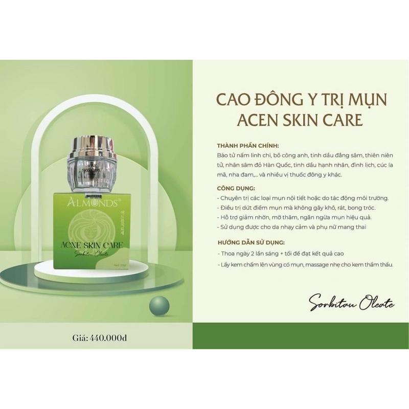 Cao mụn đông y Almonds Acne skin care 15gr dứt điểm các loại mụn