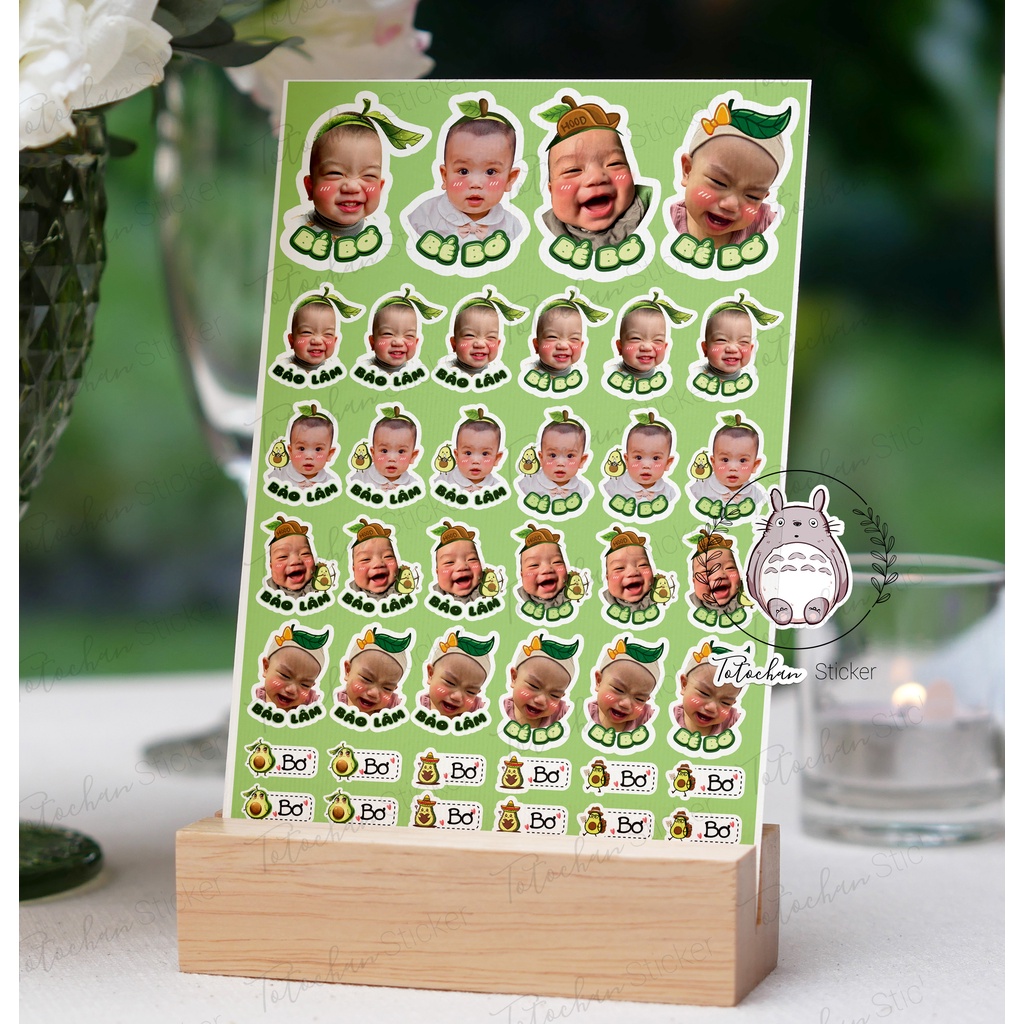 In sticker theo yêu cầu cho bé khổ a4 dán bình sữa, dán xe, dán vali, mũ bảo hiểm..