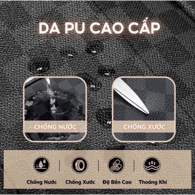 Balo Da Lv Thời Trang Nam Nữ Balo sọc caro da PU Cao Cấp chống nước