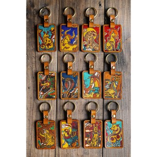 Móc chìa khóa Thìn - MCK da vẽ tay - BST 12 con giáp
